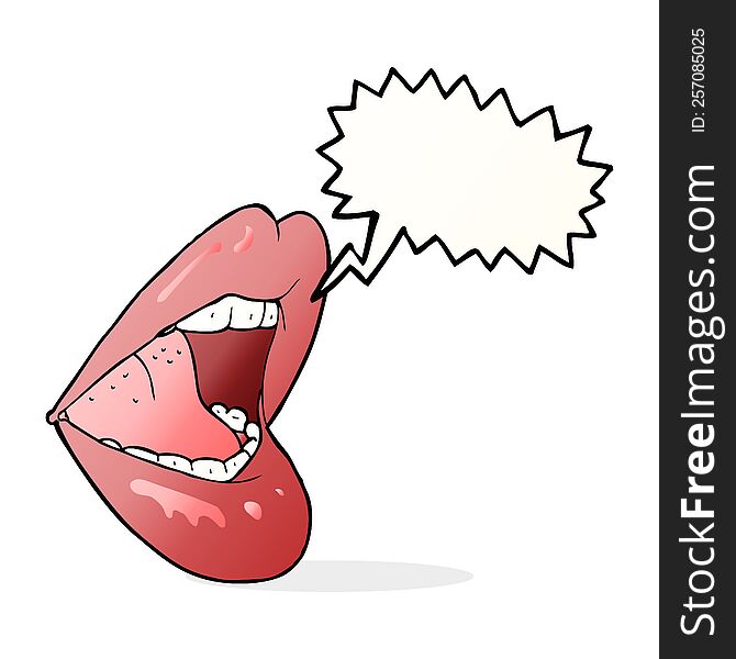 cartoon open mouth with speech bubble