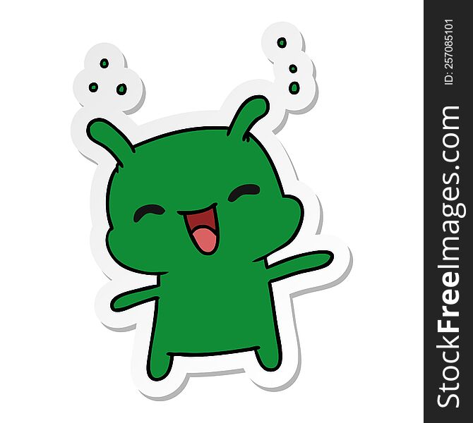 Sticker Cartoon Kawaii Cute Happy Alien