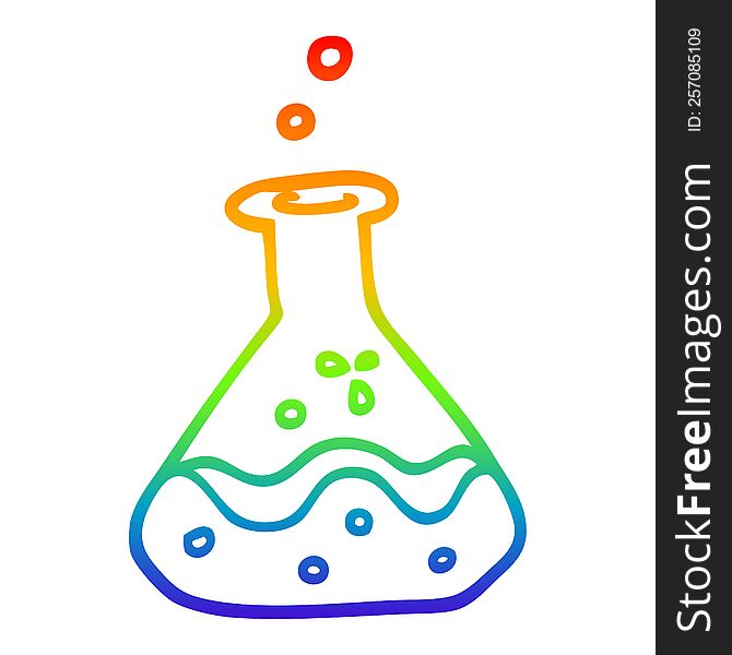 rainbow gradient line drawing cartoon chemical bottles