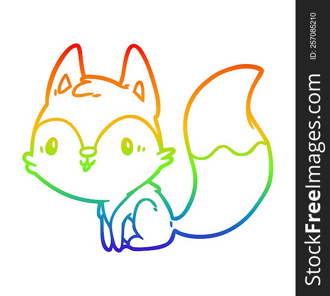 rainbow gradient line drawing of a cute fox