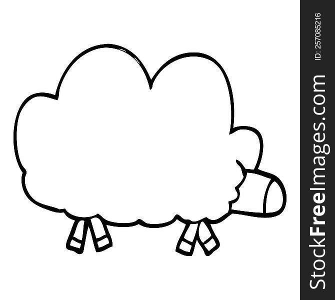 line drawing cartoon of a sheep