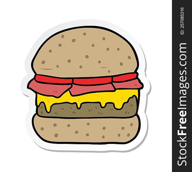 Sticker Of A Cartoon Burger