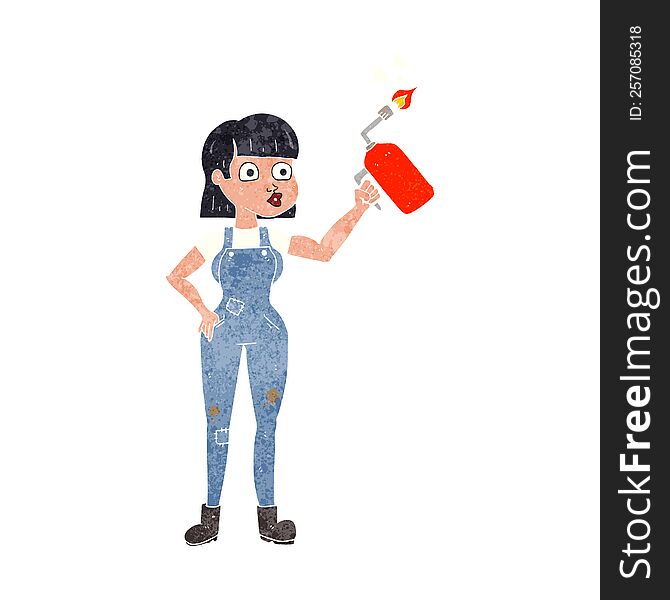 Retro Cartoon Woman In Dungarees