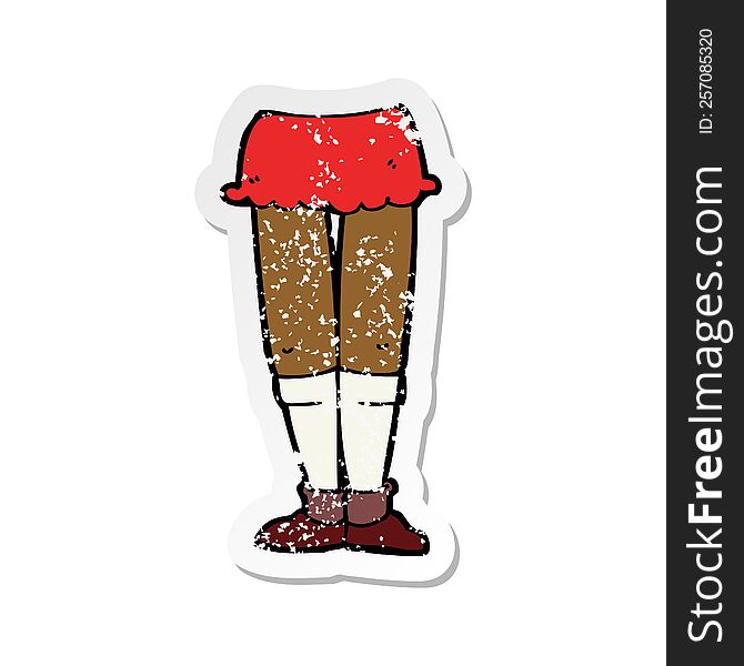 Retro Distressed Sticker Of A Cartoon Female Legs