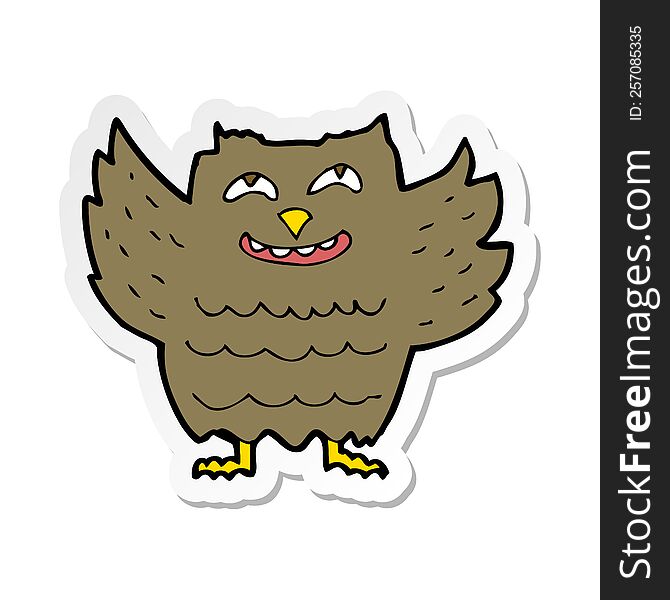 Sticker Of A Cartoon Happy Owl