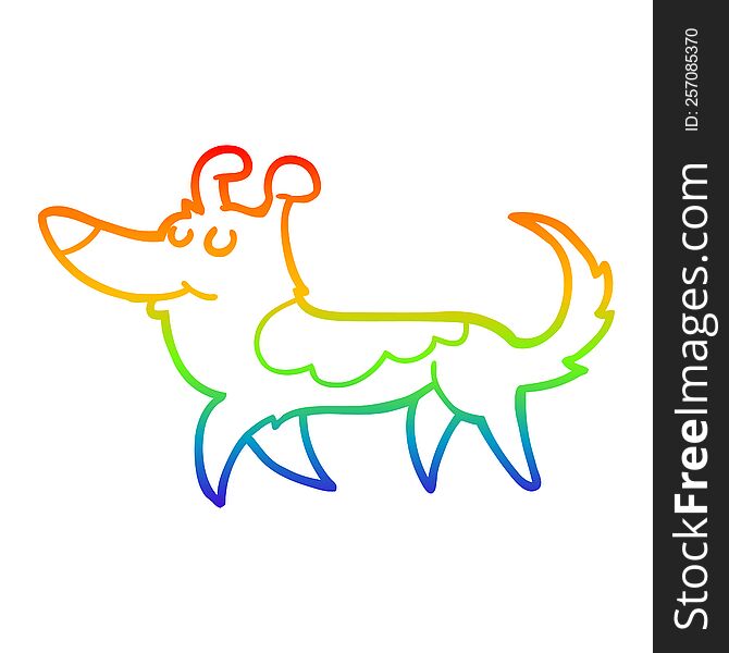 Rainbow Gradient Line Drawing Cartoon Dog