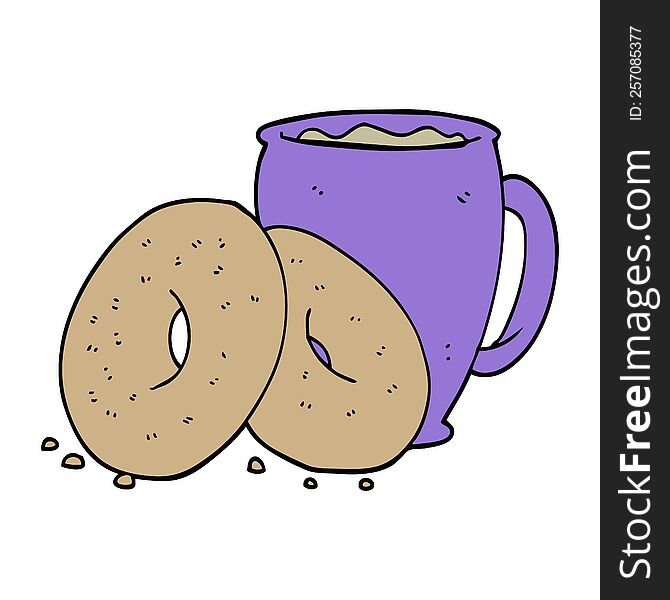 Cartoon Coffee And Donuts