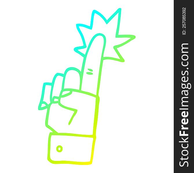 cold gradient line drawing of a cartoon pointing hand