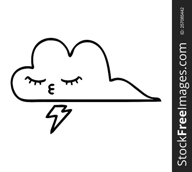 Line Drawing Cartoon Thunder Cloud