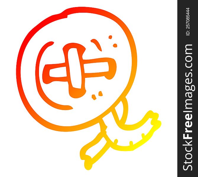 warm gradient line drawing of a cartoon button