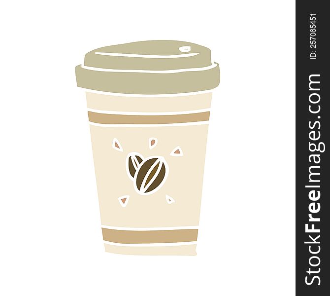 Flat Color Style Cartoon Cup Of Takeout Coffee
