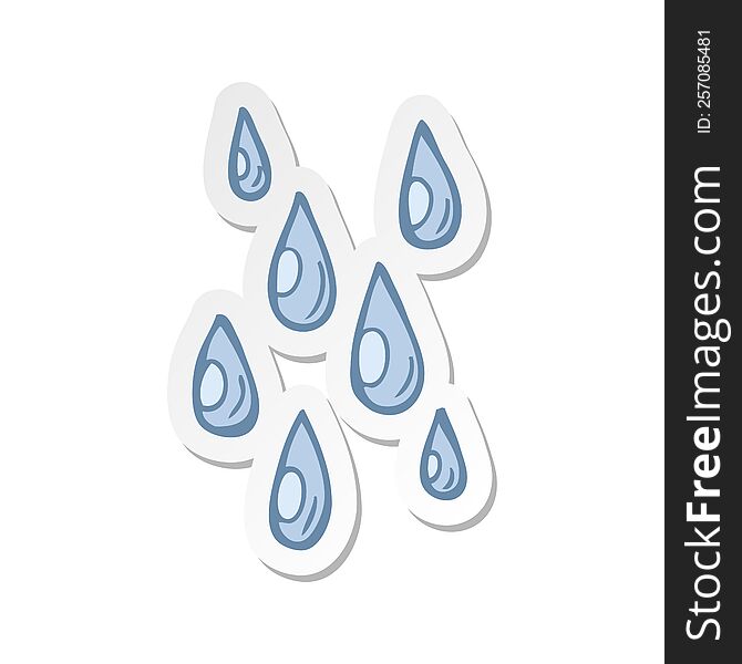 sticker of a cartoon raindrops