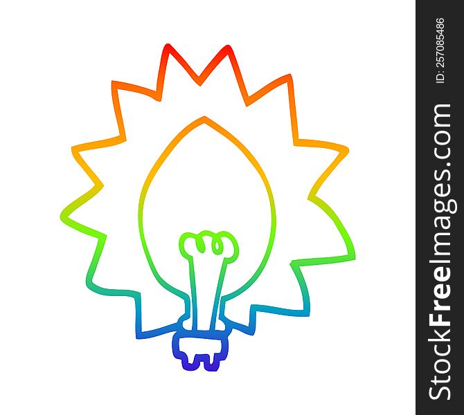 Rainbow Gradient Line Drawing Cartoon Light Bulb