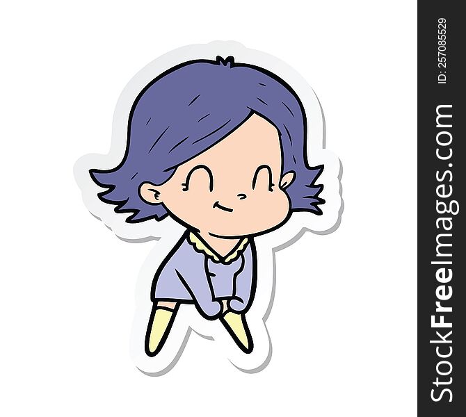 Sticker Of A Cartoon Friendly Girl