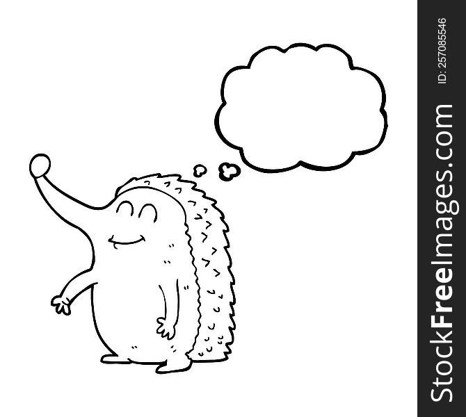 freehand drawn thought bubble cartoon hedgehog