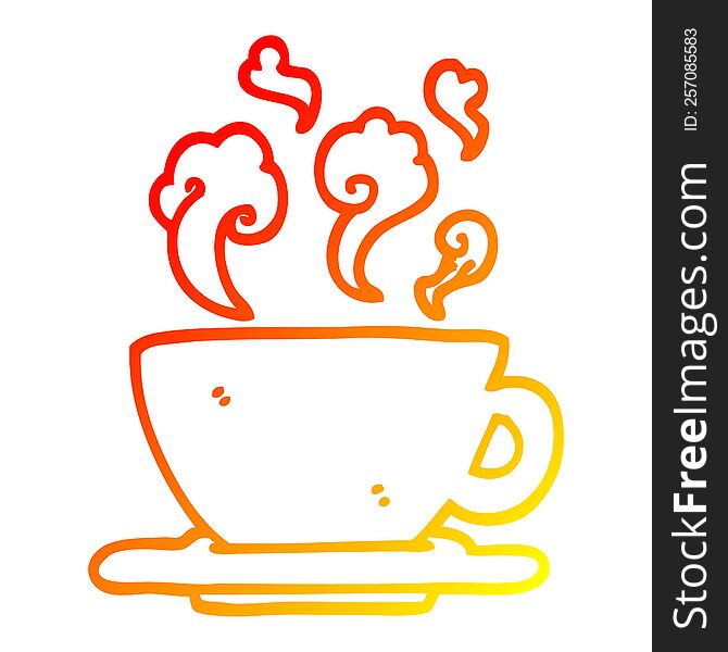 Warm Gradient Line Drawing Cartoon Cup Of Hot Coffee