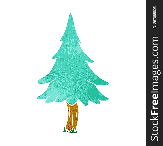 hand drawn retro cartoon doodle of woodland pine trees