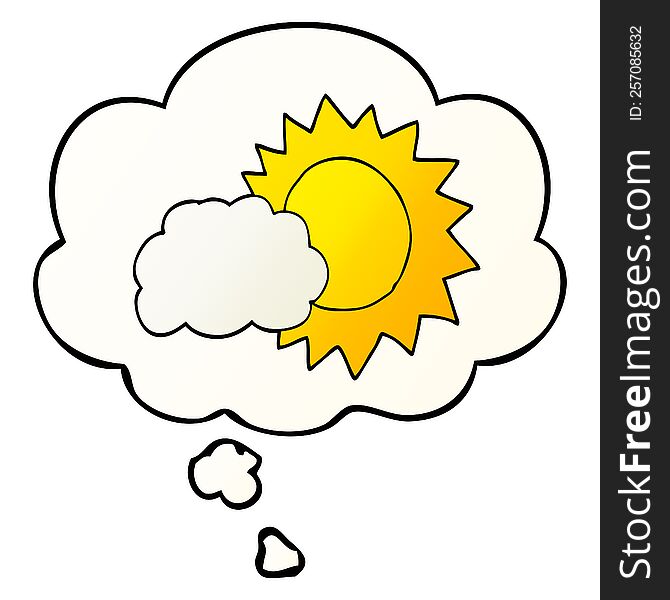Cartoon Weather And Thought Bubble In Smooth Gradient Style