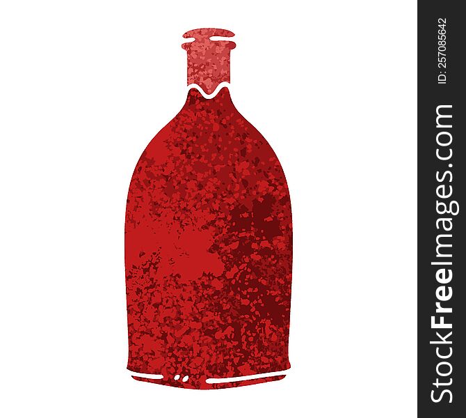 retro illustration style quirky cartoon red wine bottle. retro illustration style quirky cartoon red wine bottle