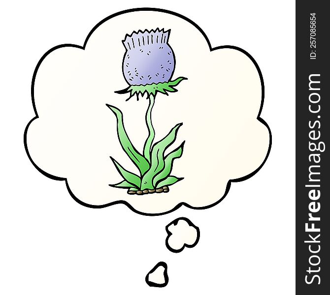 Cartoon Wild Flower And Thought Bubble In Smooth Gradient Style