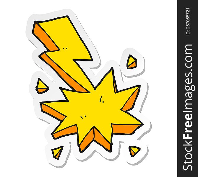 sticker of a cartoon lighting strike symbol