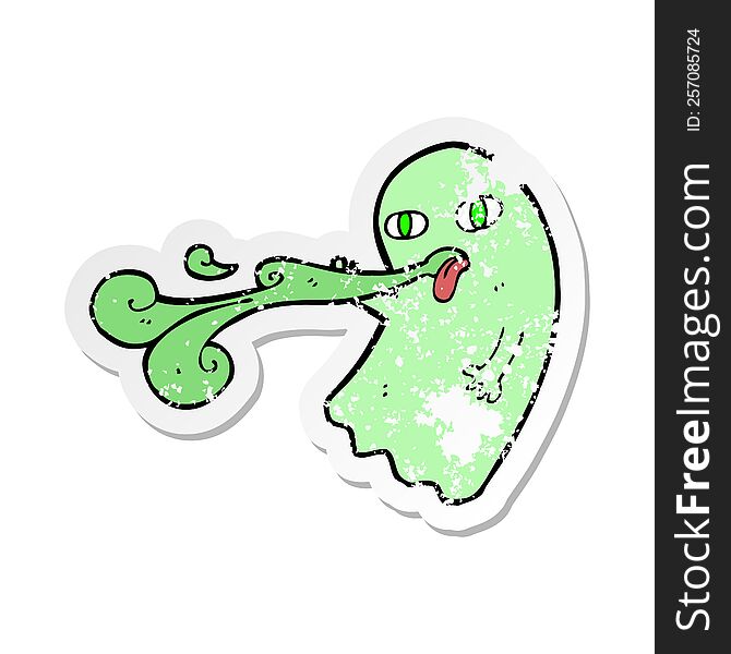 Retro Distressed Sticker Of A Funny Cartoon Ghost
