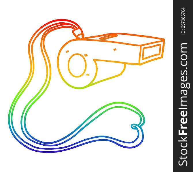 rainbow gradient line drawing of a cartoon whistle