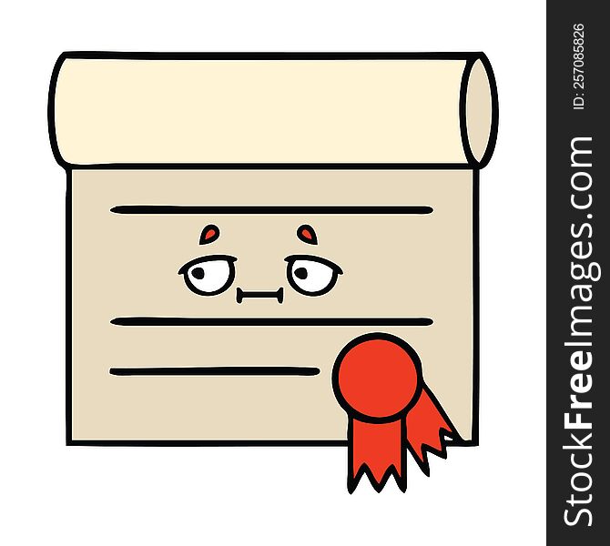 cute cartoon of a certificate. cute cartoon of a certificate