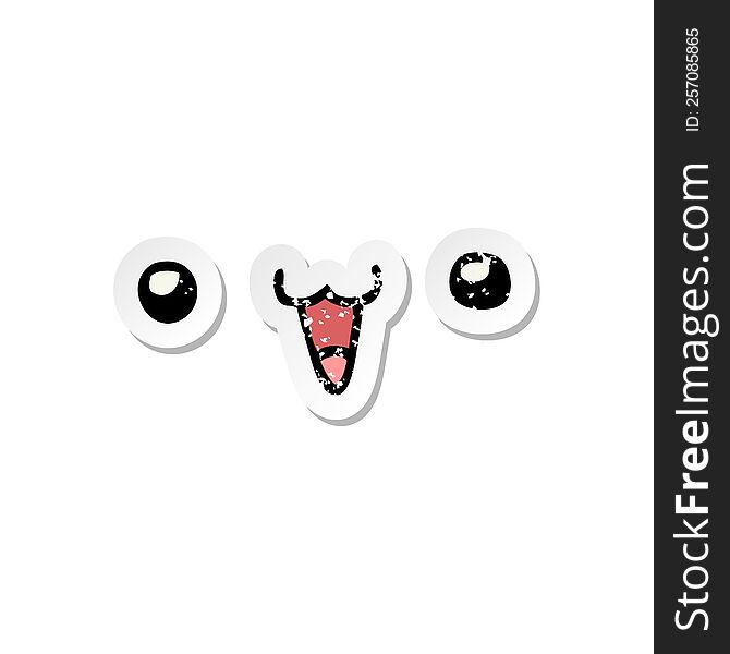 Distressed Sticker Of A Cute Happy Face Cartoon