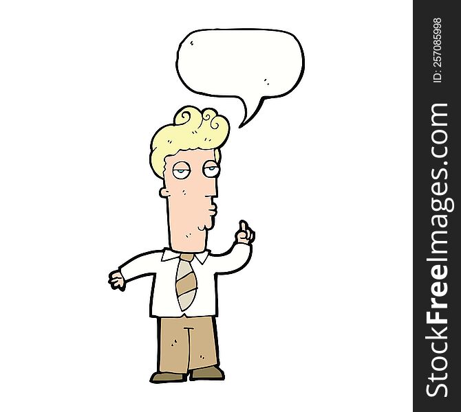 Cartoon Bored Man Asking Question With Speech Bubble