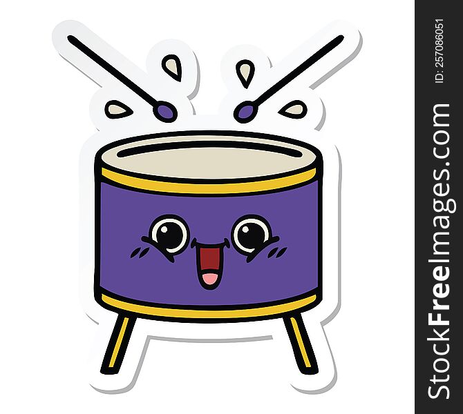 sticker of a cute cartoon drum