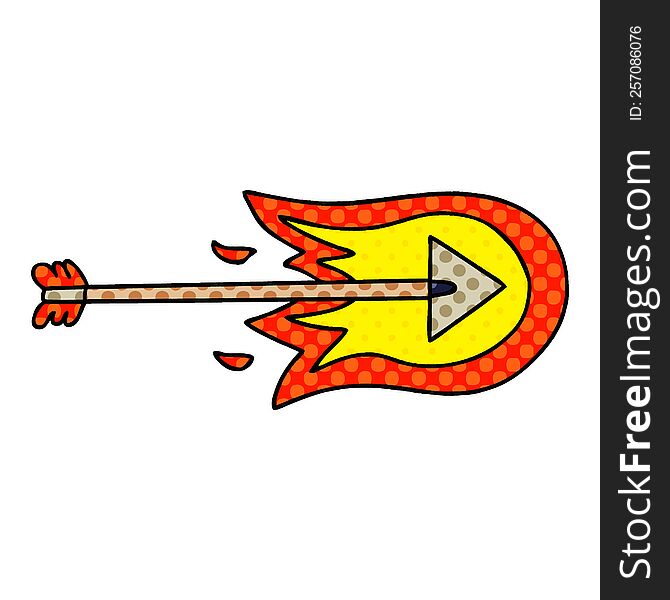 Quirky Comic Book Style Cartoon Burning Arrow