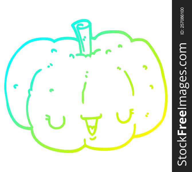 cold gradient line drawing of a cartoon pumpkin