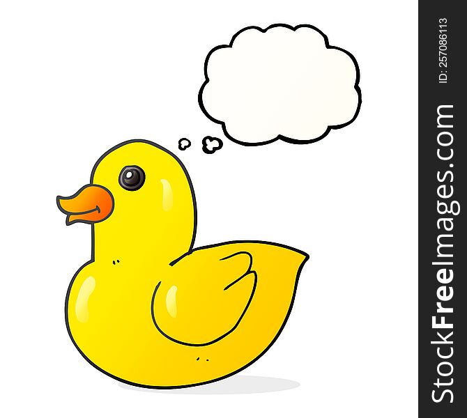 freehand drawn thought bubble cartoon rubber duck