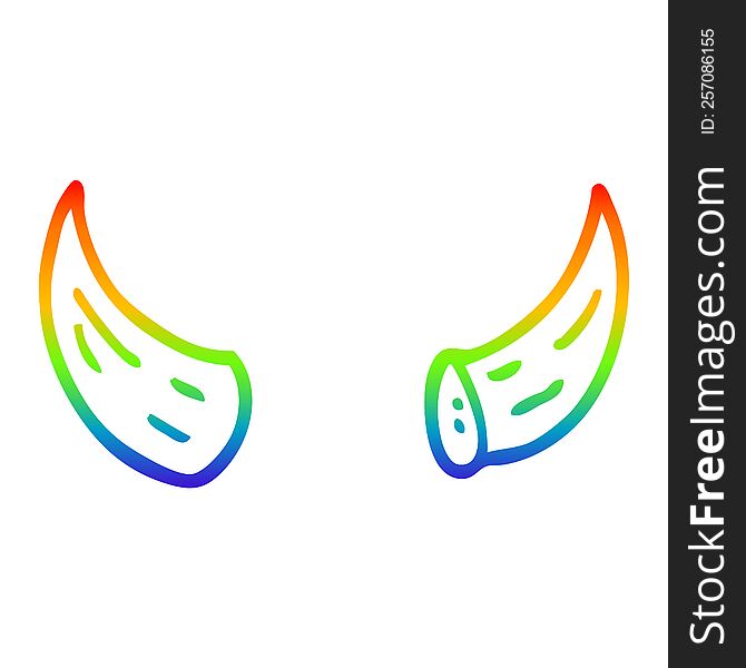 rainbow gradient line drawing of a cartoon horns