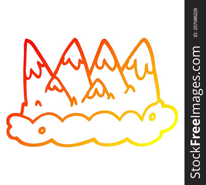 warm gradient line drawing of a cartoon mountains