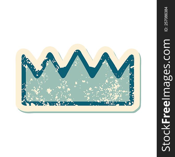 Distressed Sticker Tattoo Style Icon Of A Crown