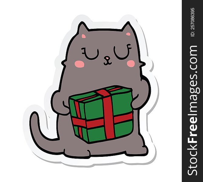 sticker of a cartoon christmas cat
