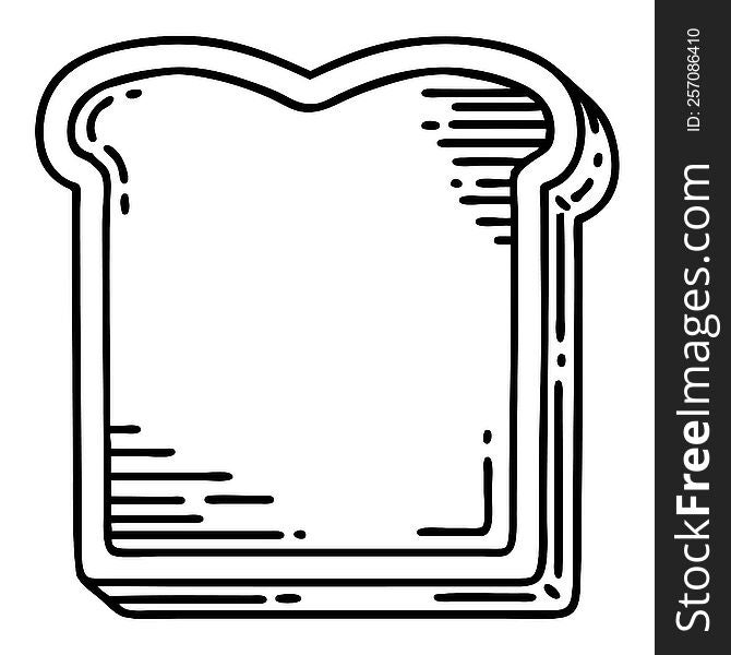 tattoo in black line style of a slice of bread. tattoo in black line style of a slice of bread