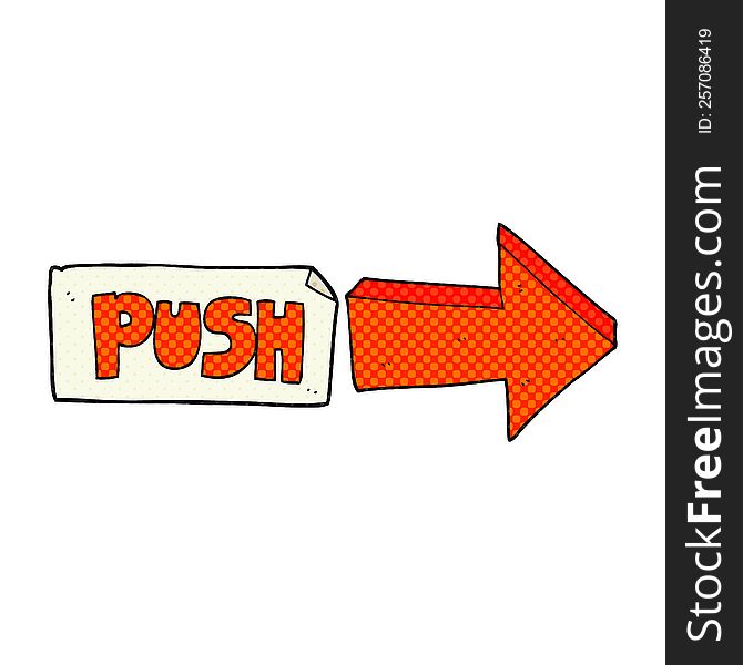 cartoon push door sign