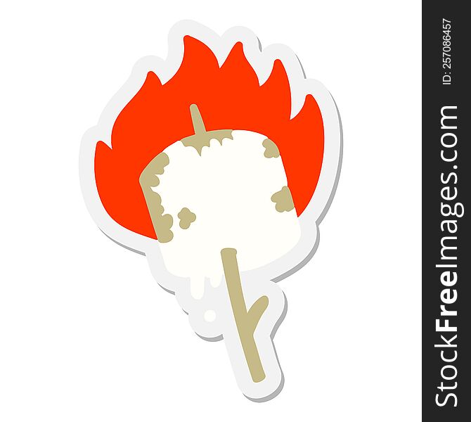 burning marshmallow on stick sticker
