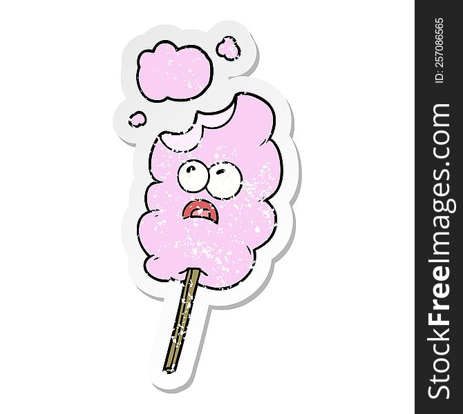 distressed sticker of a cotton candy cartoon