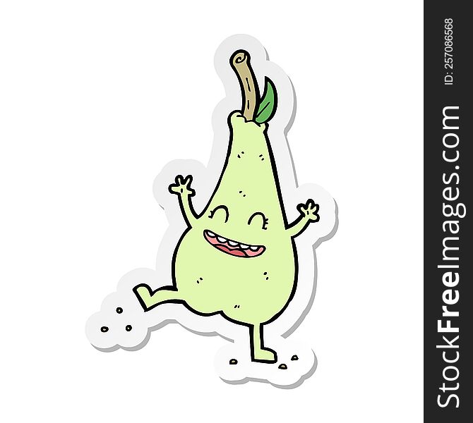 Sticker Of A Cartoon Happy Dancing Pear