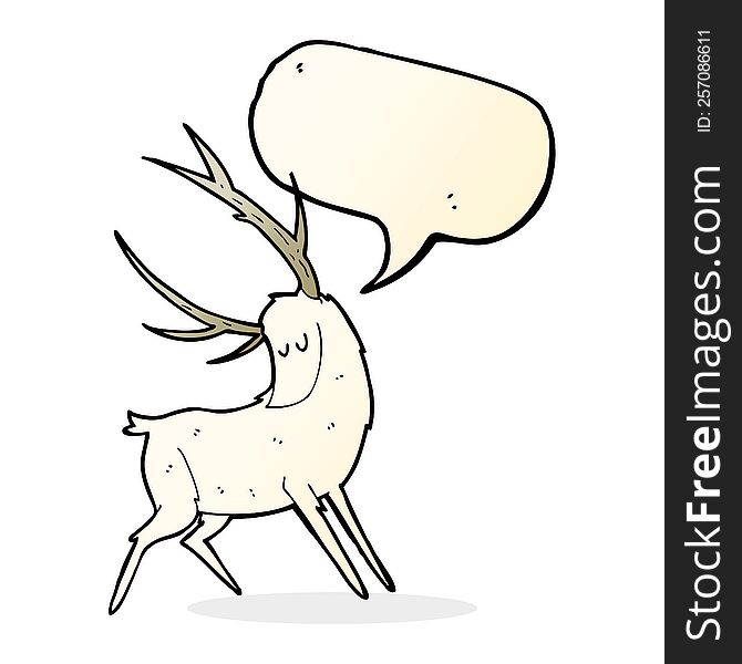 Cartoon White Stag With Speech Bubble