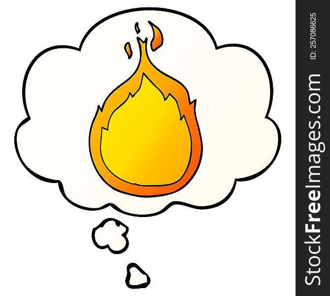 cartoon flames with thought bubble in smooth gradient style