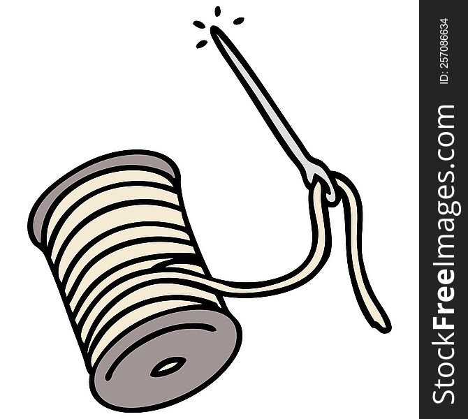 cartoon of a needle and thread