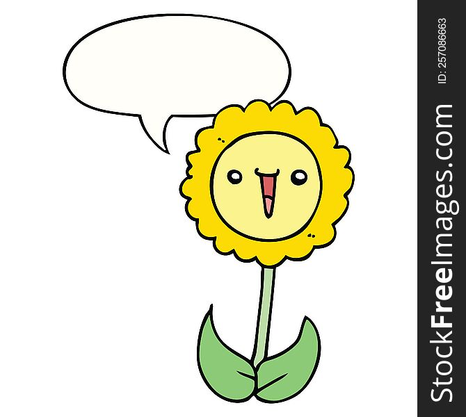Cartoon Flower And Speech Bubble