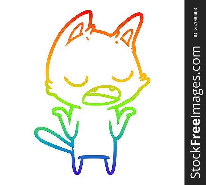 Rainbow Gradient Line Drawing Talking Cat Shrugging Shoulders