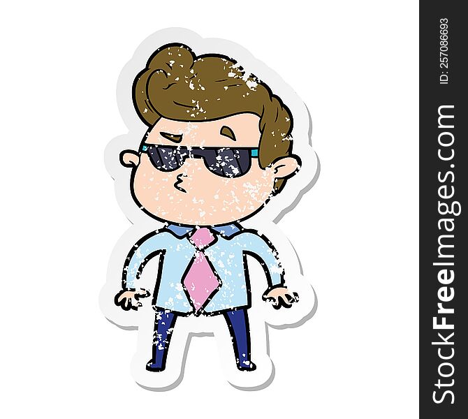 Distressed Sticker Of A Cartoon Cool Guy