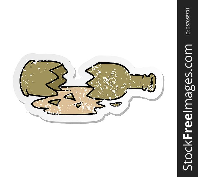 Distressed Sticker Cartoon Doodle Of A Broken Bottle